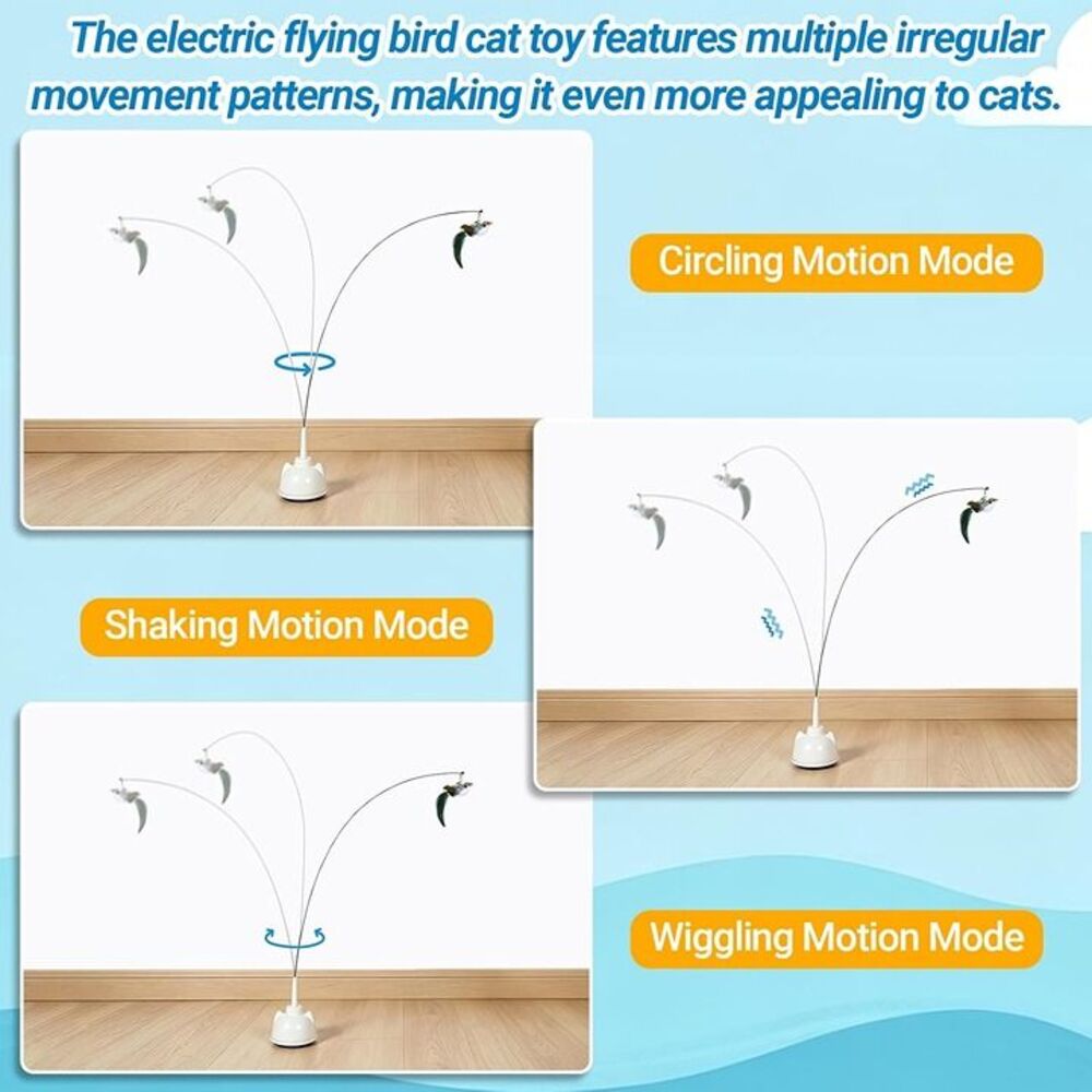New Interactive Cat Toys for Indoor Cats Toy Wand 360° Flying Bird Cat Toy - Picture 4 of 10
